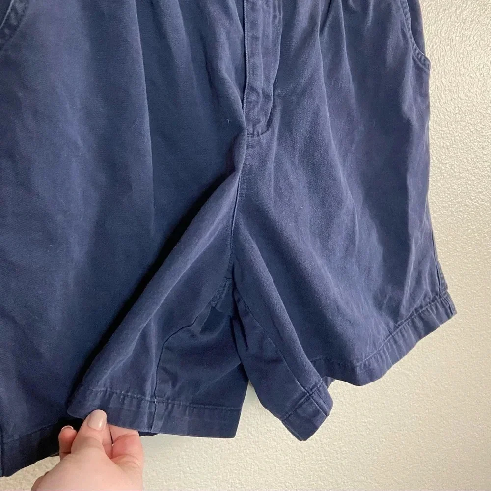 Chinos Navy Pleated High Rise Cotton Shorts Size 12 GV Coastal Grandma 90’s VTG